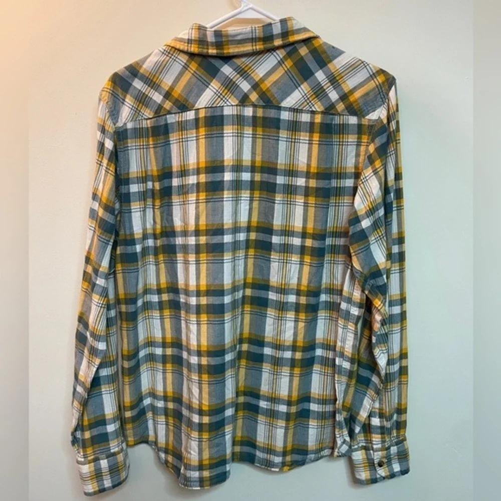 The North Face Mens Plaid‎ Button Down Shirt Yellow Blue Medium